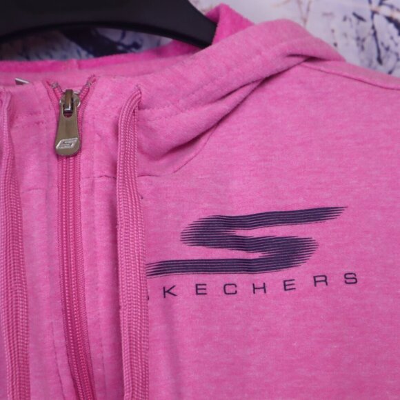 HOT PINK LOGO FLEECE M Sketchers Hoodie Casual Bright Spring Summer School Y2K - Picture 5 of 10